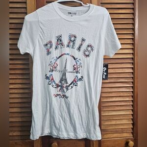 On Fire Women's Paris Eiffel Tower Graphic T-shirt Size XL NWT